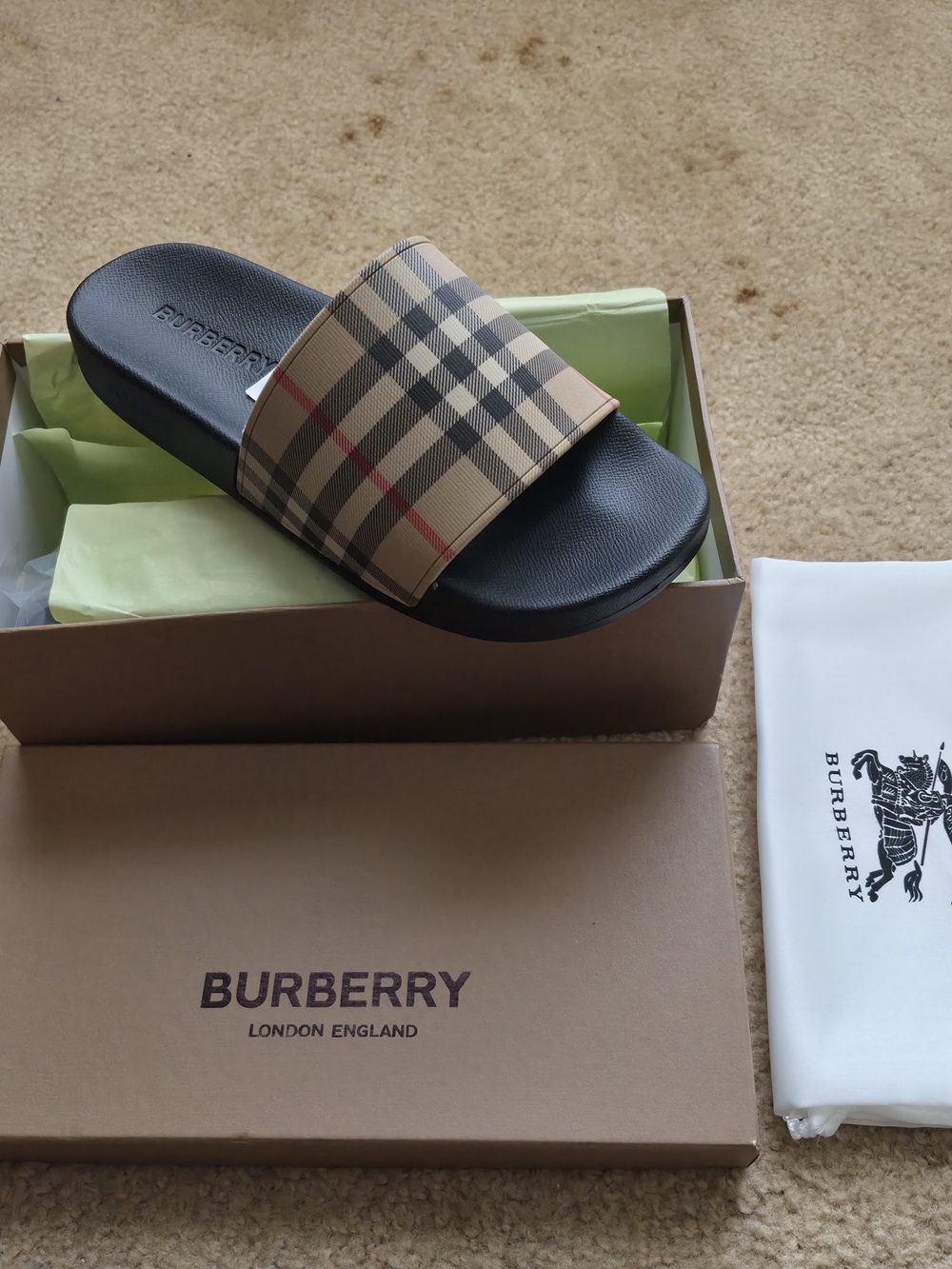 Burberry Mens 9/Womens 10.5 Slides Size Europe 43 - Picture 2 of 4